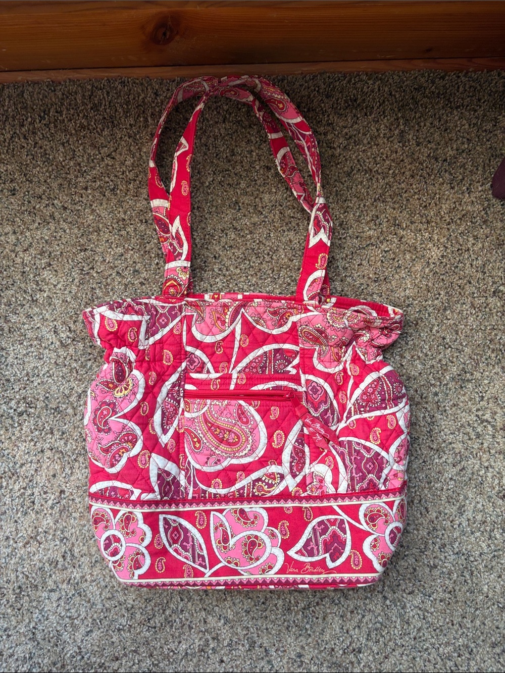 Vera Bradley Hot Pink Paisley Quilted Shoulder Tote